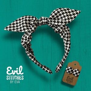 Handmade Houndstooth Headband and Earrings Set